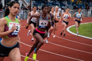 Elite women runners running on a track